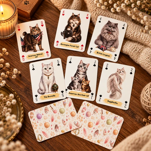 Kārtis ar kaķiem 3 Игральные карты с породами кошек — 54 штуки — изображение 1
